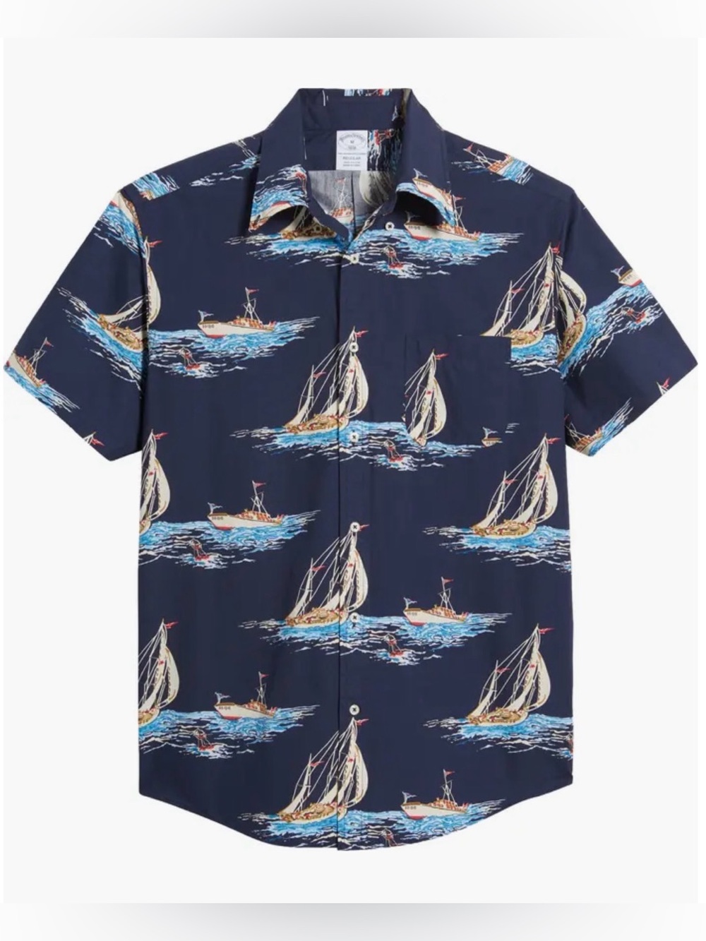 NWT Brooks Brothers Men’s Sailboat Print Short Sleeve Button-Down Cotton Shirt